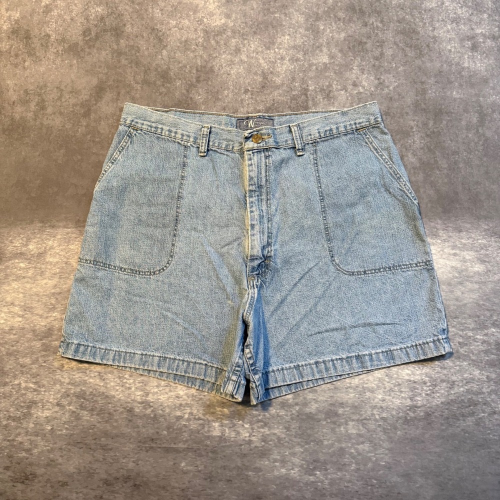 VTG Wrangler For Women Denim Shorts 14 High Waisted Porkchop Pocket Mom Jorts 90